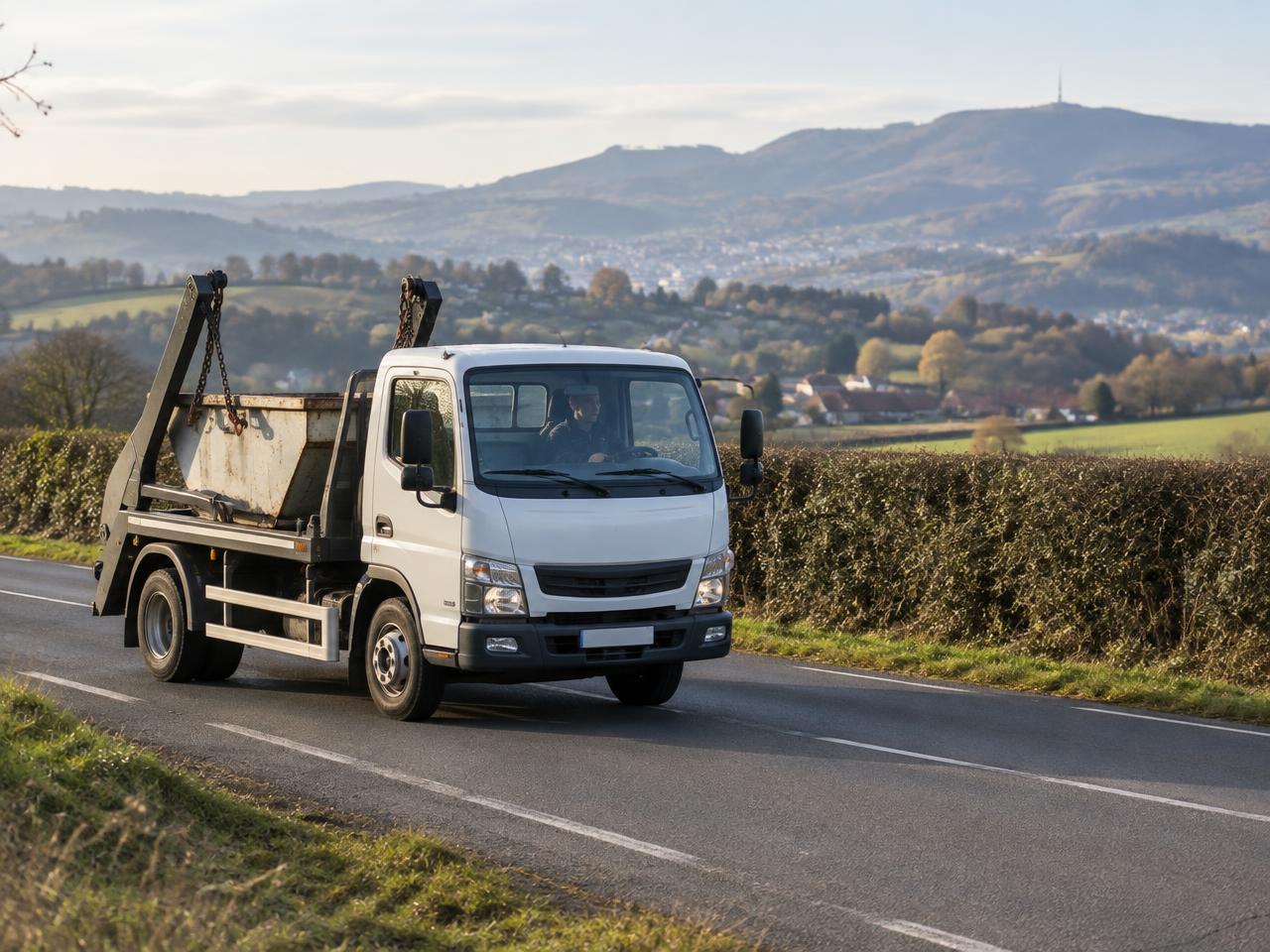 Camion benne 3,5 tonnes sur une route de la Loire